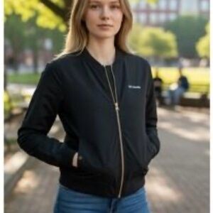 Columbia Women's Classic Black windbreaker Bomber Jacket